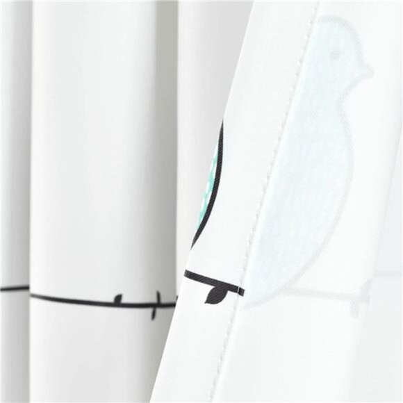 Rowley Birds Light Filtering Window Curtain Panels,Pair,52" W x63" L,Blue & Gray - Picture 3 of 7